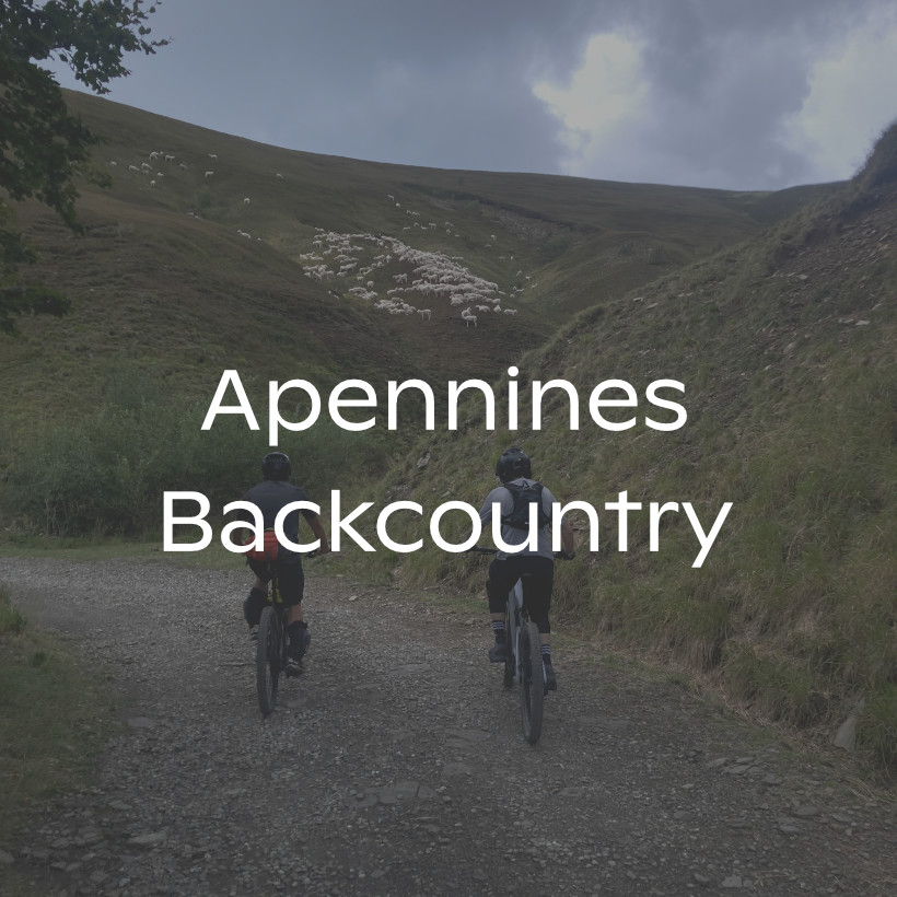 Apennines Backcountry - Mountain path and two bikers